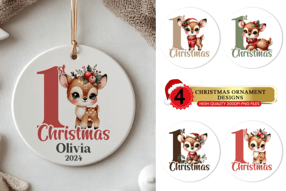 Baby’s 1st Christmas Fawn Ornament for Crafts