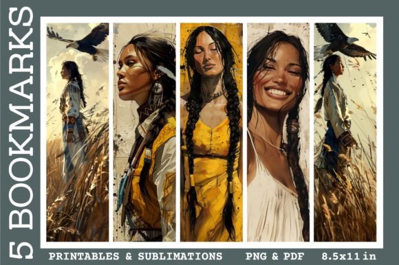 Bookmark Native American Women Bookmarks: Illustrations for Editors
