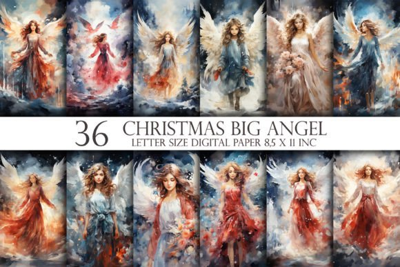 Christmas Angel 36 Digital Paper: Premium Backgrounds