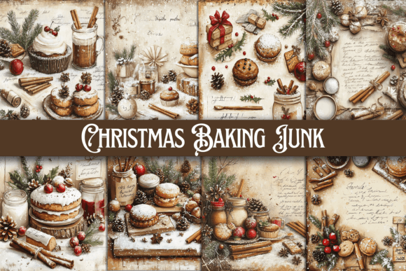 Christmas Baking Junk Journal Backgrounds