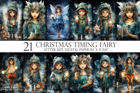 Christmas Timing Fairy Digital Paper: Backgrounds