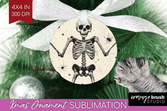 Dancing Skeleton Christmas Ornament PNG for Crafts