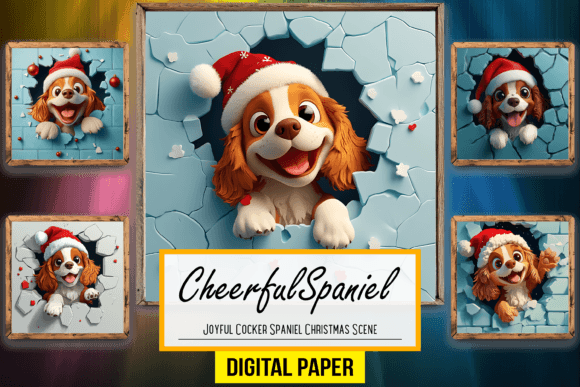 Joyful Cocker Spaniel Christmas Backgrounds