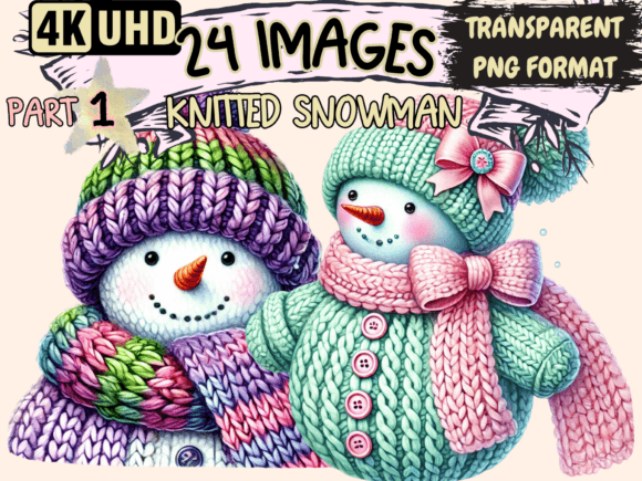 Knitted Snowman Clipart P1: Illustrations for Branding