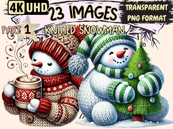 Knitted Snowman Clipart P2: Illustrations Review
