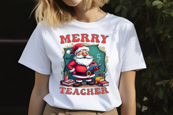 Merry Teacher Christmas PNG T-shirt Designs