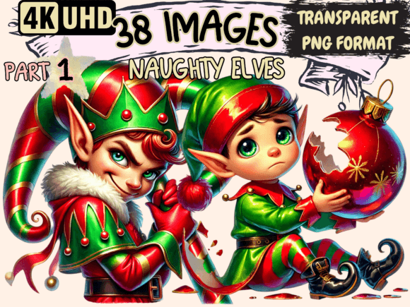Naughty Elves Clipart P1: Illustrations for Crafters