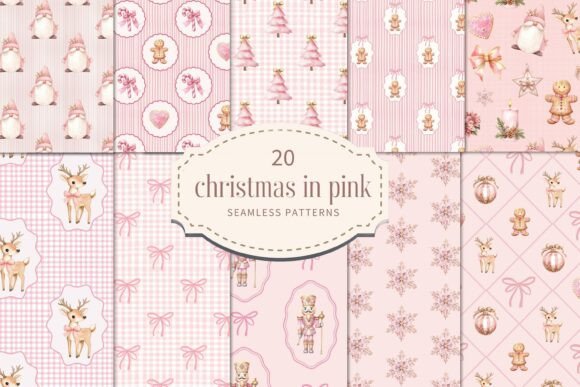 Pink Christmas Patterns for Branding