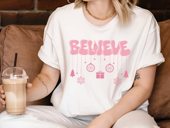 Reviewing Believe Pink Retro Christmas T-Shirt Designs