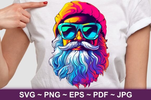 Santa with Sunglasses Pop Art: Bold Illustrations for Sellers