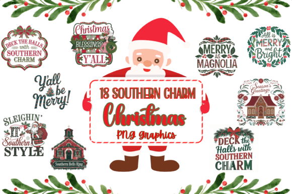 Southern Charm Merry Christmas PNG for Crafts