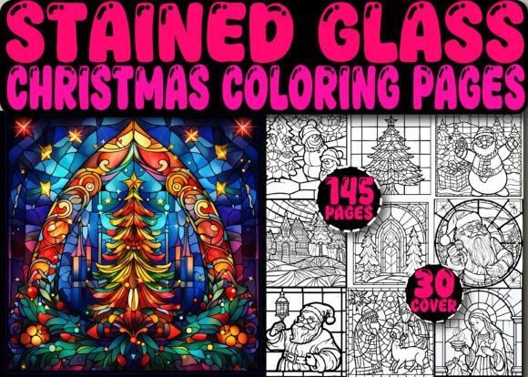 Stained Glass Christmas Coloring Pages for Branding