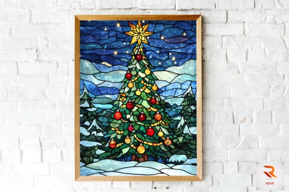 Stained Glass Christmas Tree Wall Art Backgrounds