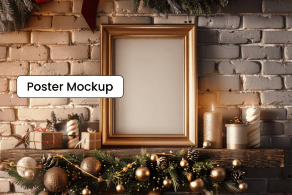 Vertical Christmas Poster Mockup for Frames Amp