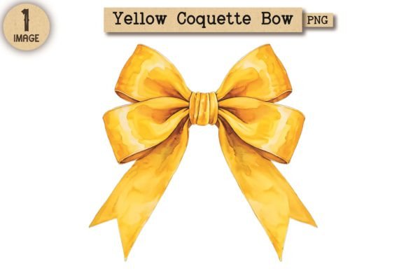 Vintage Yellow Coquette Bow PNG 11 for Illustrations