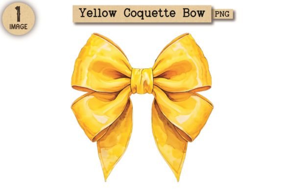 Vintage Yellow Coquette Bow PNG 20 for Illustrations