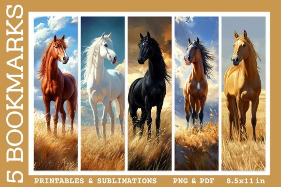 Wild Horse Mustang Bookmarks: Bold Illustrations